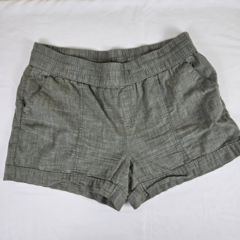 BCG Size XL Sage Green 100% Cotton Shorts Elastic Waistband Front Pockets Casual